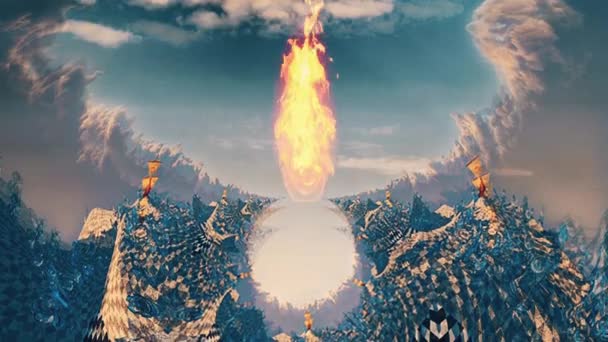Fuego Surrealista Fractal Ajedrez Vídeo Animado — Vídeo de stock