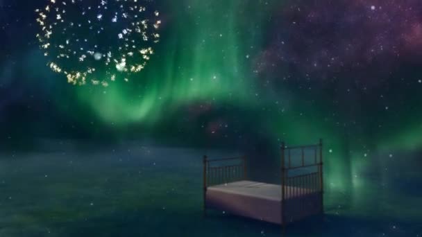 Infinite Dream Bed Fantasy Landscape Animated Video — Stockvideo