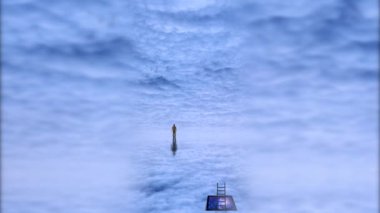 Man in clouds. Animated video