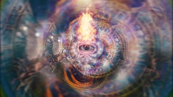 Angels Eye Endless Dimensions Astronomical Clock Animated Video — Stockvideo
