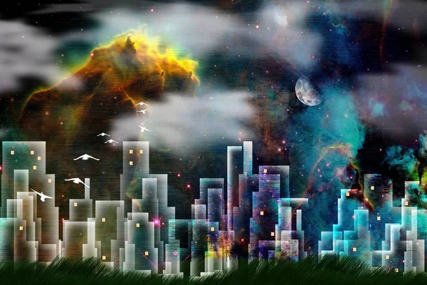 Dream City Another Sky Modern Art — Stock fotografie