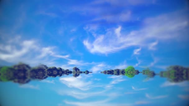 Clouds Watery Islands Horizon Green Trees Animated Video — Stockvideo