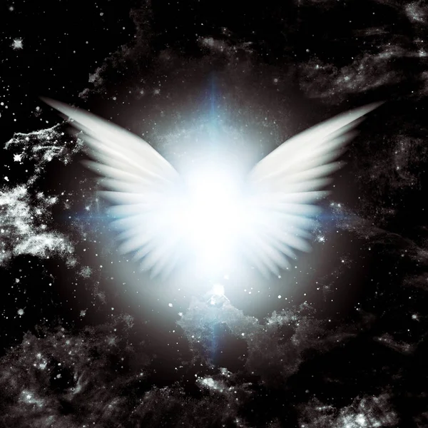 Сияющие Крылья Ангелов Космосе — стоковое фото
