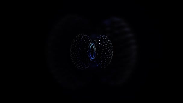 Movement Shining Blue Particles Black Space Animated Video — Stockvideo