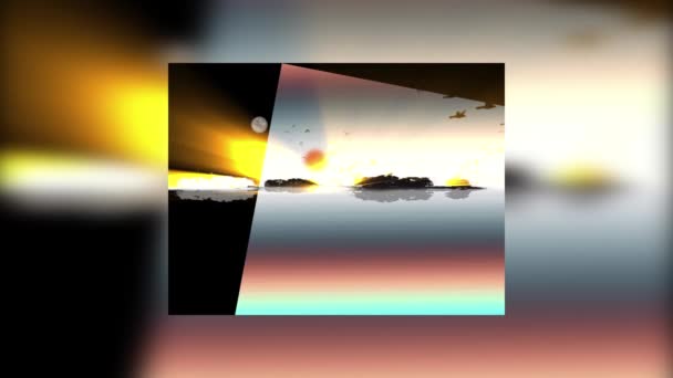 Sztuka Nowoczesna Piękny Zachód Słońca Ptaki Animowane Wideo — Wideo stockowe