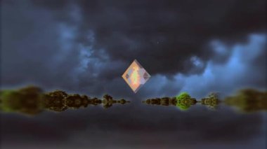 Water surface forest on the horizon. Animated 4K video