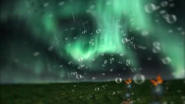 Symbolic composition. Hourglass on green field. Animated 4K video