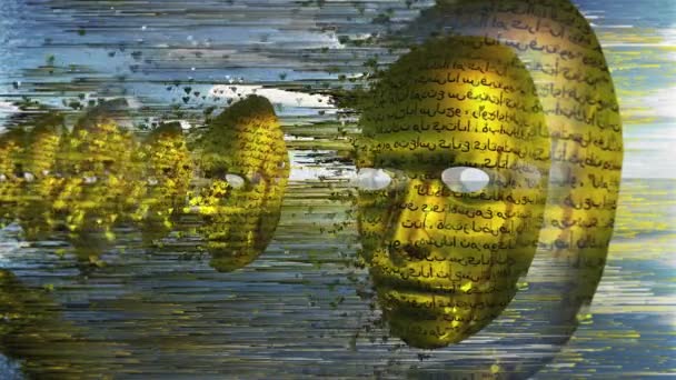 Surreal Faces Text Hovers Sky Animated Video — Stok video