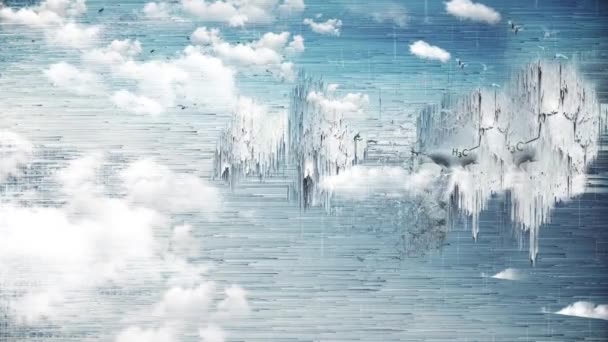 Surreal Faces Hovers Sky Animated Video — Video Stock