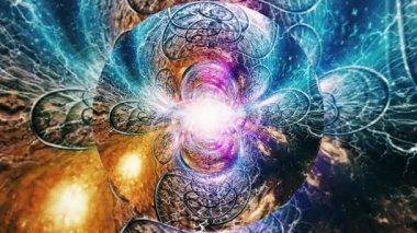 Sonsuzluk. Uzayda zaman sarmalı fraktal. Canlandırılmış 4K video