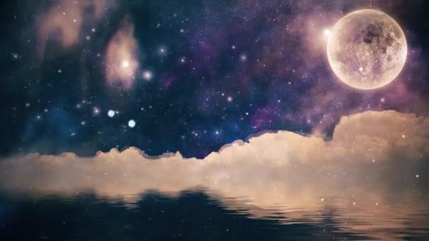 超现实世界中的月亮升起 动画4K视频 — 图库视频影像