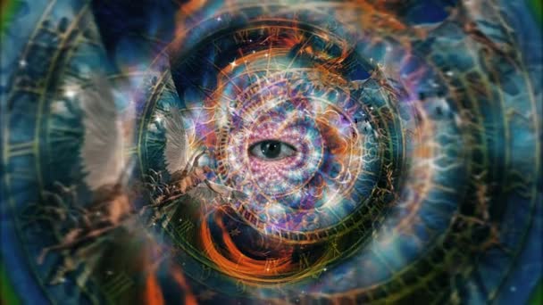 Melekler Tüm Gözler Sonsuz Boyutlarda Astronomik Saat Canlandırılmış Video — Stok video
