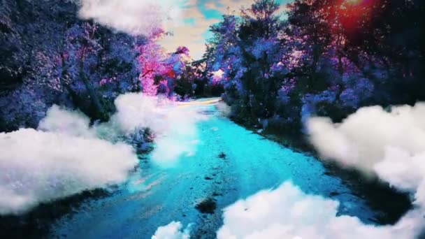 Сюрреалістична Дорога Хмарах Анімовані Відео — стокове відео