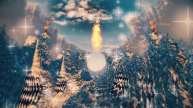 Gerçek üstü satranç fraktalında yangın. Canlandırılmış 4K video