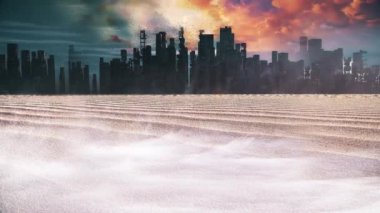 Issız bir şehir. Apokaliptik manzara. Canlandırılmış 4K video