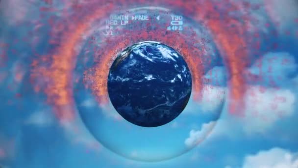 超现实的天空中的地球 动画4K视频 — 图库视频影像