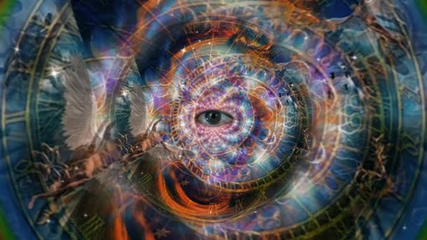 Melekler Tüm Gözler Sonsuz Boyutlarda Astronomik Saat Canlandırılmış Video — Stok video