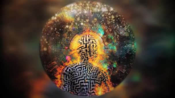 宇宙瞑想 蓮のポーズで男を焼く アニメーション4Kビデオ — ストック動画