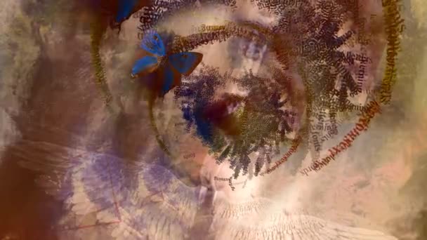 Kompozycja Mrocznej Sztuki Anioły Skrzydła Światło Tekst Abstrakcyjnym Tle Animowane — Wideo stockowe