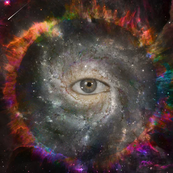 Видят Глаза Космосе Огненный Круг — стоковое фото