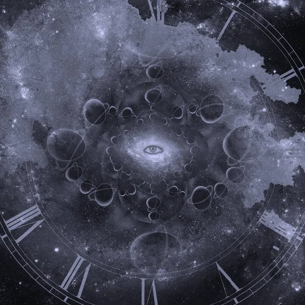 Ojo Reloj Fractal Planetario — Foto de Stock