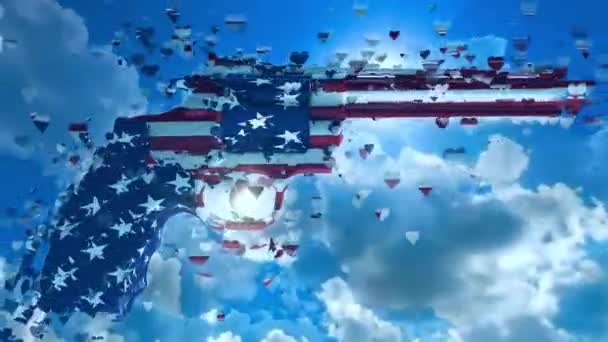 Зброя Американських Національних Кольорах Анімоване Відео — стокове відео