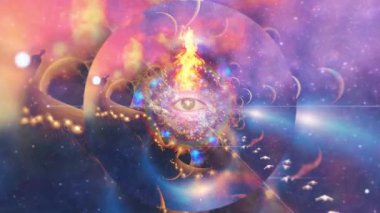 Mystic eye in vivid space. Animated 4K video
