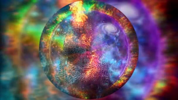 Space Meditation Burning Man Lotus Pose Meditate Deep Space Animated — Stock video