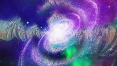 Bilim kurgu kompozisyonu. DNA Strand Fraktal. Canlandırılmış 4K video