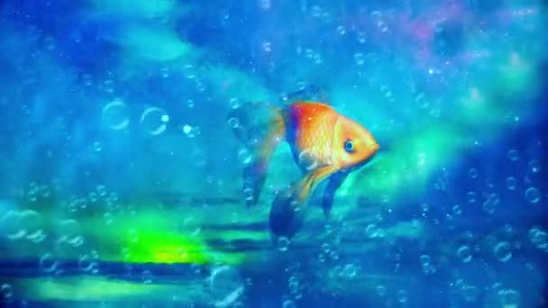 Pesce Dorato Nel Cielo Video Animato — Video Stock