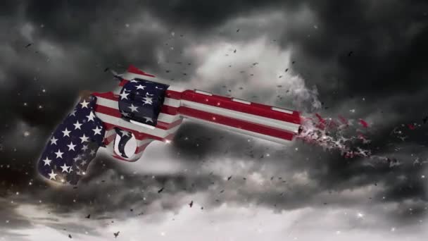 Pistola Los Colores Nacionales Estados Unidos Vídeo Animado — Vídeo de stock