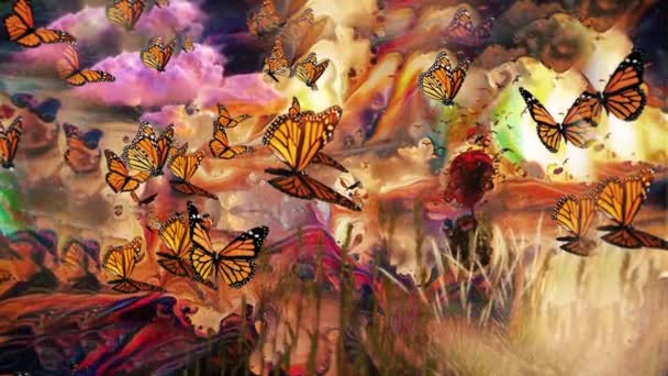 Butterflies Abstract Nature Animated Video — Stock Video