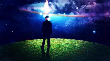 Bright ideas. Man with light bulb. Animated video