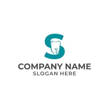 S harfi dişçi logosu. S diş logosu şablonu