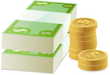 Dolar sembollü altın para yığını