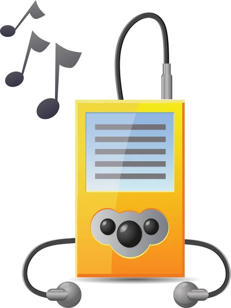 Personnage Dessin Animé Musique Avec Écouteurs — Image vectorielle