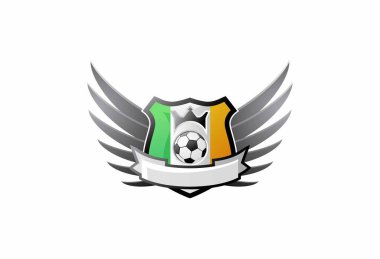 Kanatları ve kanatları olan futbol topu. vektör illüstrasyonu 