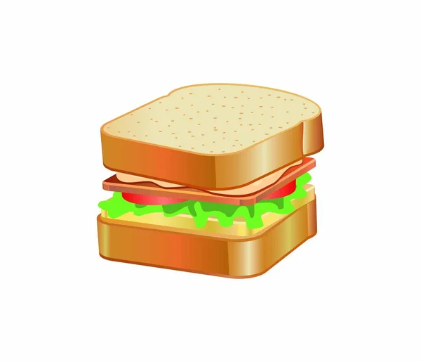 Sándwich Con Queso Tomate Ilustración Vectorial — Vector de stock
