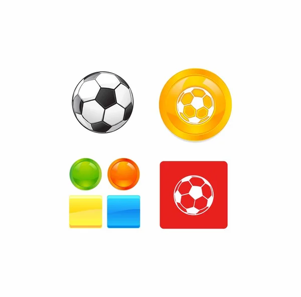 サッカーボールとボールのセット ベクターイラスト — ストックベクタ