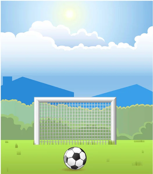 Футбольный Мяч Футбольным Полем Стадионом — стоковый вектор