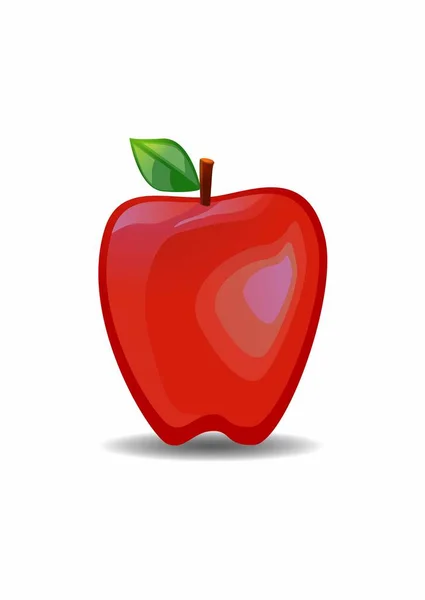 Κόκκινο Μήλο Απομονώνονται Λευκό Φόντο Εικονογράφηση — Διανυσματικό Αρχείο