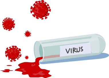 Test tüpündeki virüs kanı, vektör illüstrasyonu