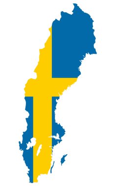 Bayrak izole edilmiş İsveç haritası 