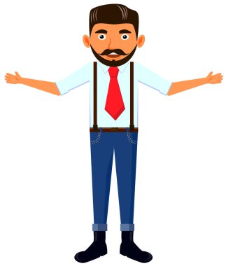 İş adamı el kaldırma simgesi, vektör illüstrasyonu 