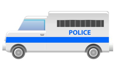 Polis minibüsü simgesi, vektör illüstrasyonu