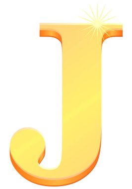 Altın J harfi simgesi, vektör illüstrasyonu