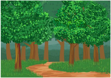 Arkaplanı olan yeşil bir ağacın çizimi