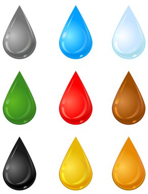 çeşitli damlalar simgesi, vektör illüstrasyonu