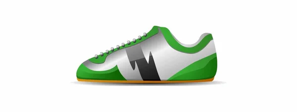 Зеленый Значок Ботинка Спорта Белом Фоне — стоковый вектор