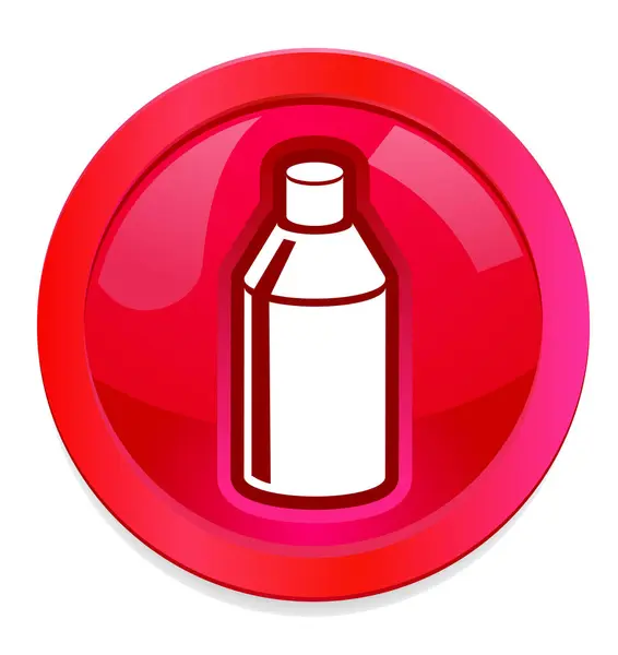 Pill Bottle Icon Premium Red Button — Stock Vector